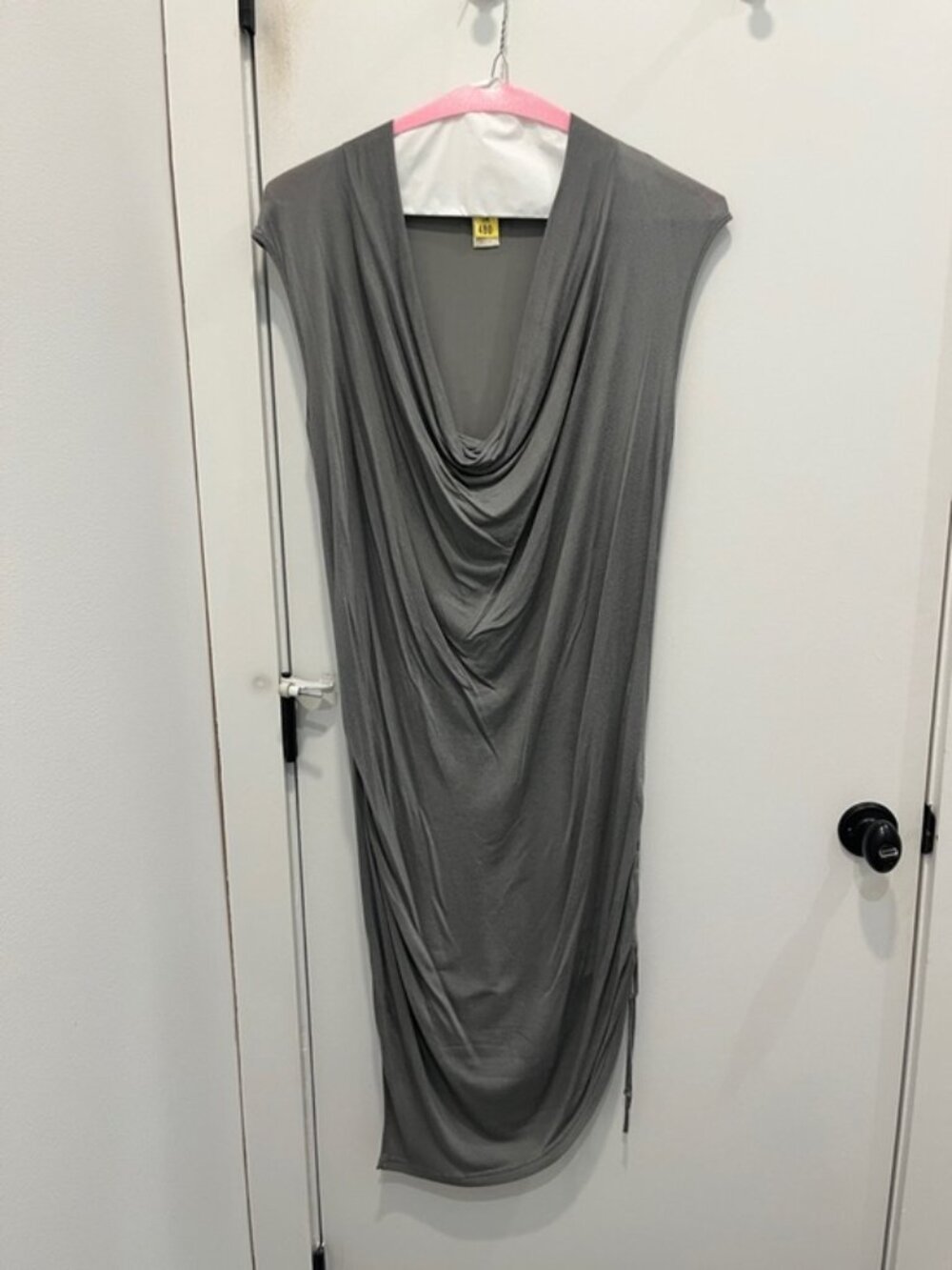 Goldhawk Draped Cowl Neck Midi Dress in Grey - Picture 2 of 8